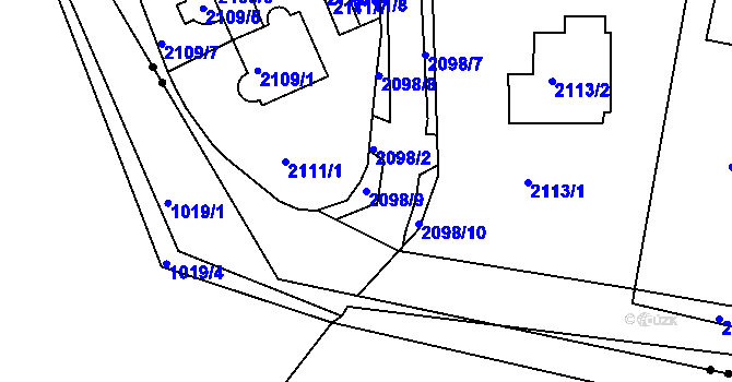 Parcela st. 2098/9 v KÚ Braník, Katastrální mapa
