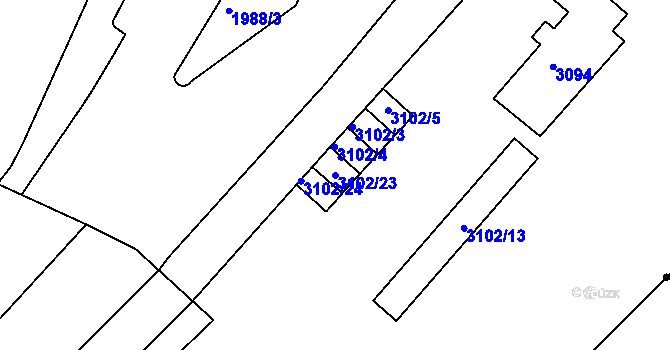 Parcela st. 3102/23 v KÚ Braník, Katastrální mapa