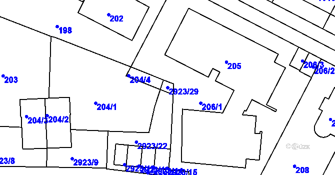 Parcela st. 2923/29 v KÚ Braník, Katastrální mapa