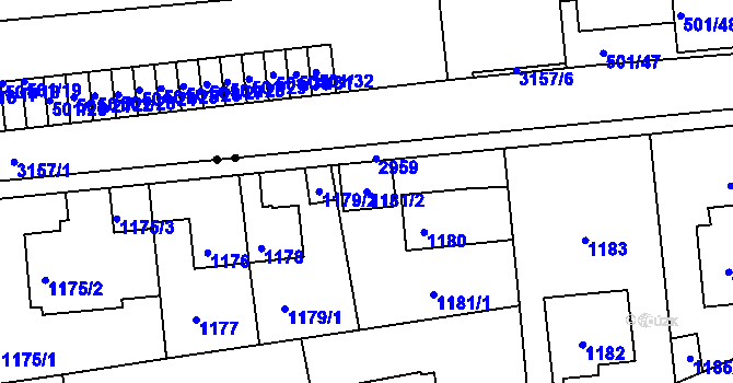 Parcela st. 1181/2 v KÚ Braník, Katastrální mapa