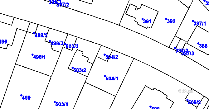 Parcela st. 504/2 v KÚ Braník, Katastrální mapa
