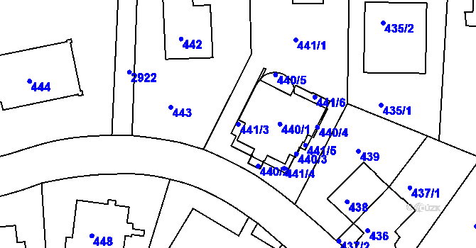 Parcela st. 441/3 v KÚ Braník, Katastrální mapa