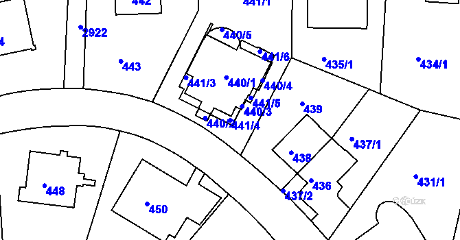 Parcela st. 441/4 v KÚ Braník, Katastrální mapa