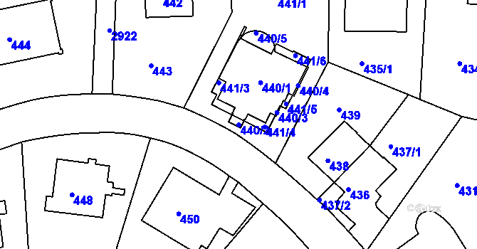 Parcela st. 440/2 v KÚ Braník, Katastrální mapa
