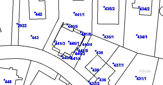 Parcela st. 440/4 v KÚ Braník, Katastrální mapa