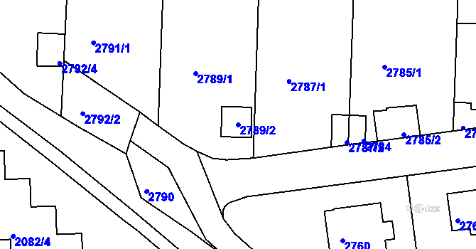 Parcela st. 2789/2 v KÚ Braník, Katastrální mapa