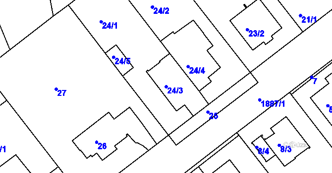 Parcela st. 24/3 v KÚ Lhotka, Katastrální mapa