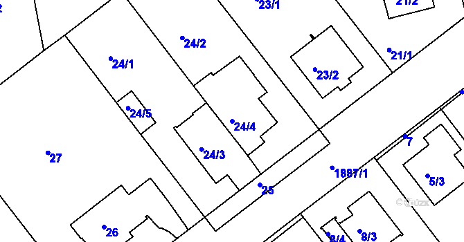Parcela st. 24/4 v KÚ Lhotka, Katastrální mapa