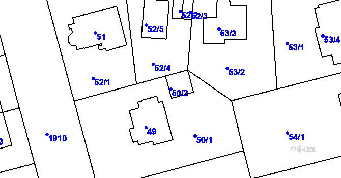 Parcela st. 50/2 v KÚ Lhotka, Katastrální mapa