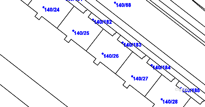 Parcela st. 140/26 v KÚ Lhotka, Katastrální mapa