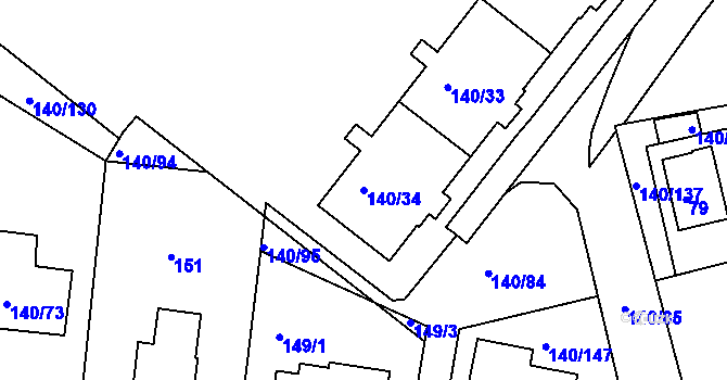 Parcela st. 140/34 v KÚ Lhotka, Katastrální mapa