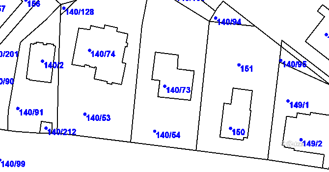 Parcela st. 140/73 v KÚ Lhotka, Katastrální mapa
