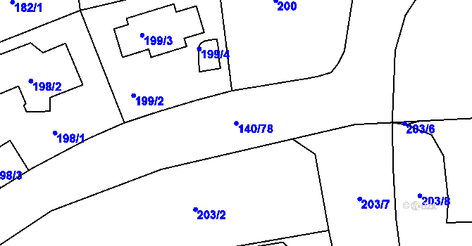 Parcela st. 140/78 v KÚ Lhotka, Katastrální mapa
