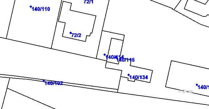 Parcela st. 140/114 v KÚ Lhotka, Katastrální mapa