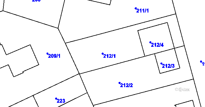Parcela st. 212/1 v KÚ Lhotka, Katastrální mapa