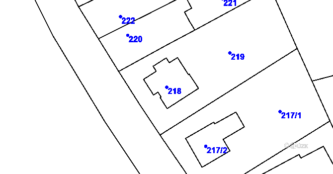 Parcela st. 218 v KÚ Lhotka, Katastrální mapa
