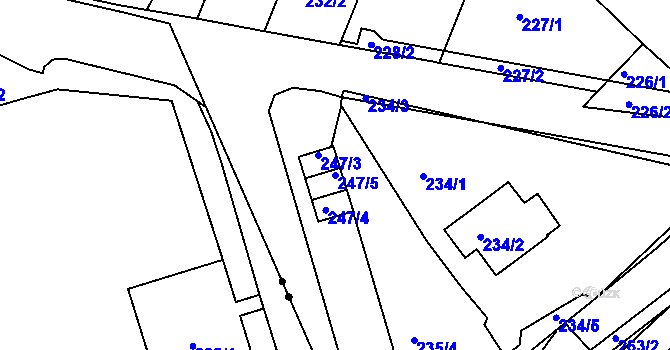 Parcela st. 247/5 v KÚ Lhotka, Katastrální mapa