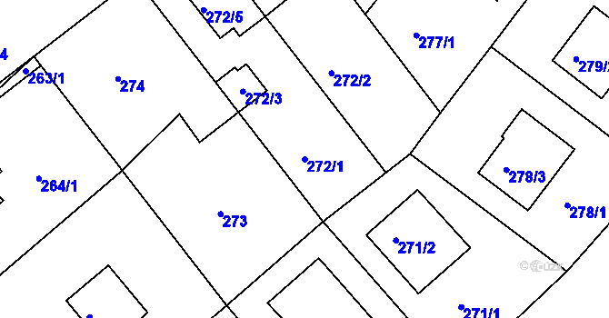 Parcela st. 272/1 v KÚ Lhotka, Katastrální mapa