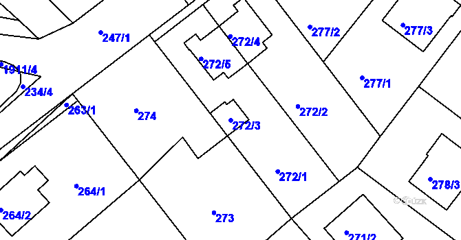 Parcela st. 272/3 v KÚ Lhotka, Katastrální mapa