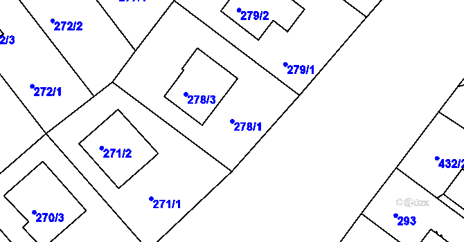Parcela st. 278/1 v KÚ Lhotka, Katastrální mapa