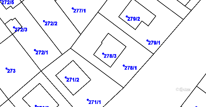 Parcela st. 278/3 v KÚ Lhotka, Katastrální mapa