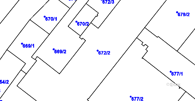 Parcela st. 672/2 v KÚ Lhotka, Katastrální mapa