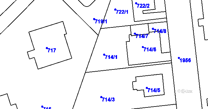 Parcela st. 714/1 v KÚ Lhotka, Katastrální mapa