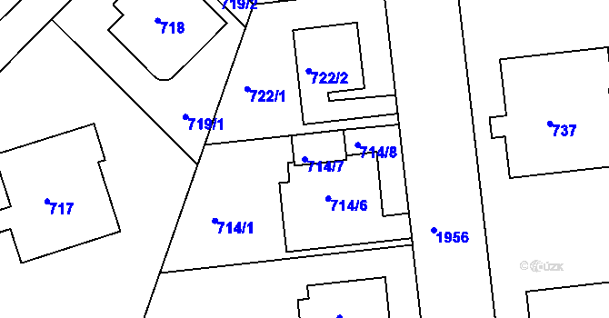 Parcela st. 714/7 v KÚ Lhotka, Katastrální mapa