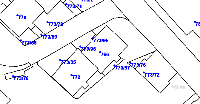 Parcela st. 766 v KÚ Lhotka, Katastrální mapa