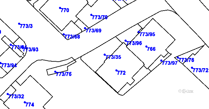 Parcela st. 773/35 v KÚ Lhotka, Katastrální mapa