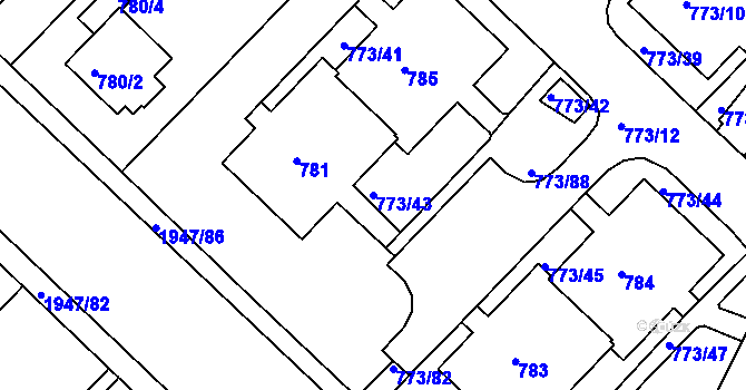 Parcela st. 773/43 v KÚ Lhotka, Katastrální mapa