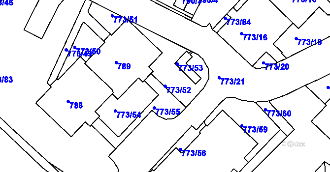 Parcela st. 773/52 v KÚ Lhotka, Katastrální mapa