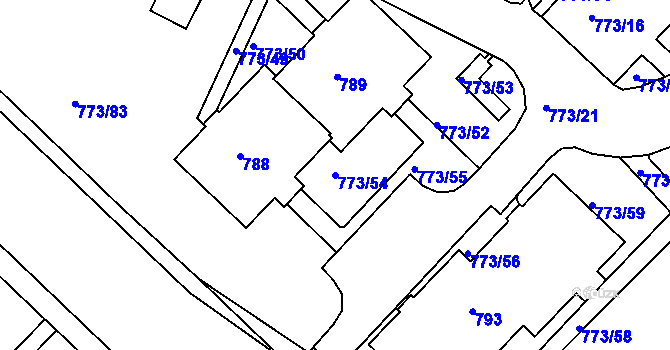Parcela st. 773/54 v KÚ Lhotka, Katastrální mapa