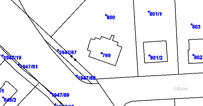 Parcela st. 799 v KÚ Lhotka, Katastrální mapa