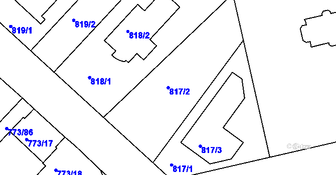 Parcela st. 817/2 v KÚ Lhotka, Katastrální mapa