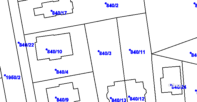 Parcela st. 840/3 v KÚ Lhotka, Katastrální mapa