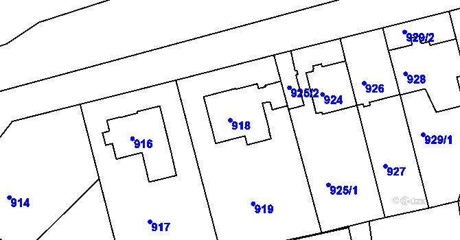 Parcela st. 918 v KÚ Lhotka, Katastrální mapa