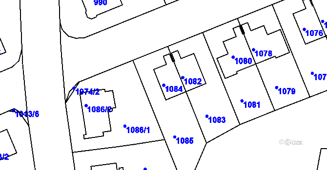 Parcela st. 1084 v KÚ Lhotka, Katastrální mapa
