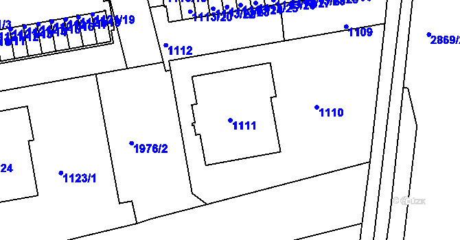 Parcela st. 1111 v KÚ Lhotka, Katastrální mapa