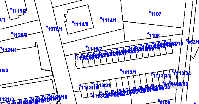 Parcela st. 1113/5 v KÚ Lhotka, Katastrální mapa