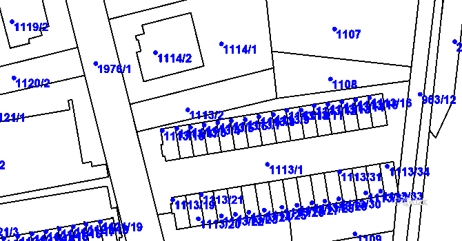 Parcela st. 1113/6 v KÚ Lhotka, Katastrální mapa