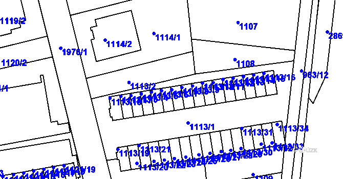 Parcela st. 1113/7 v KÚ Lhotka, Katastrální mapa