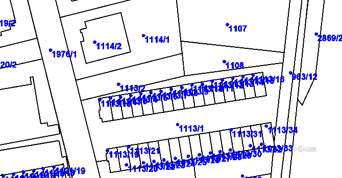 Parcela st. 1113/8 v KÚ Lhotka, Katastrální mapa