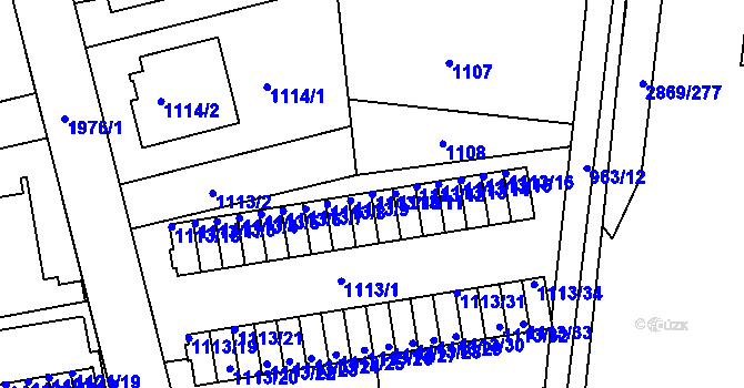 Parcela st. 1113/10 v KÚ Lhotka, Katastrální mapa