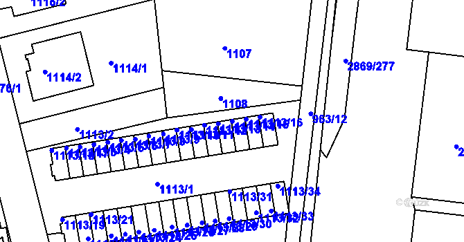 Parcela st. 1113/14 v KÚ Lhotka, Katastrální mapa