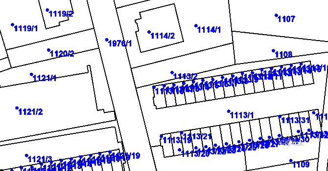 Parcela st. 1113/17 v KÚ Lhotka, Katastrální mapa