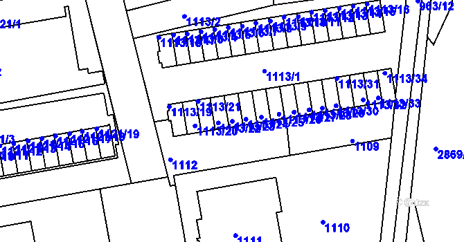 Parcela st. 1113/23 v KÚ Lhotka, Katastrální mapa