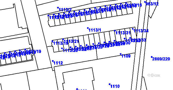 Parcela st. 1113/25 v KÚ Lhotka, Katastrální mapa