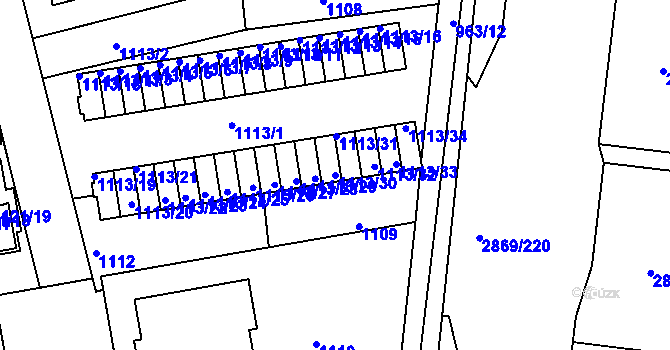 Parcela st. 1113/30 v KÚ Lhotka, Katastrální mapa
