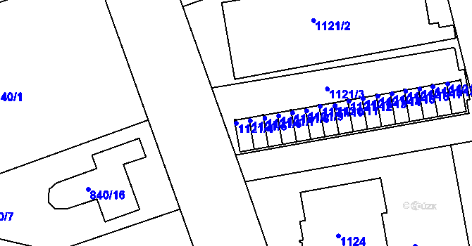 Parcela st. 1121/4 v KÚ Lhotka, Katastrální mapa